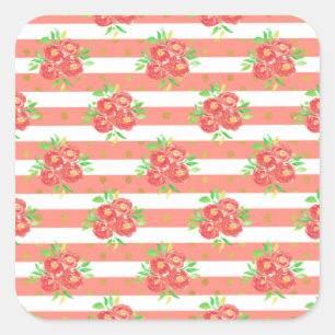 New Home Gift Yellow Floral Bunting Square Sticker