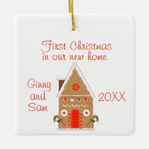 New Home Gingerbread House Ceramic Ornament