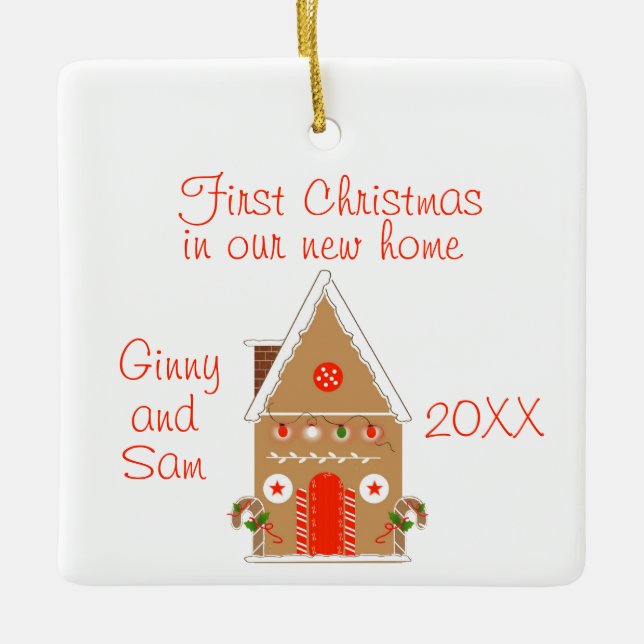 New Home Gingerbread House Ceramic Ornament (Front)