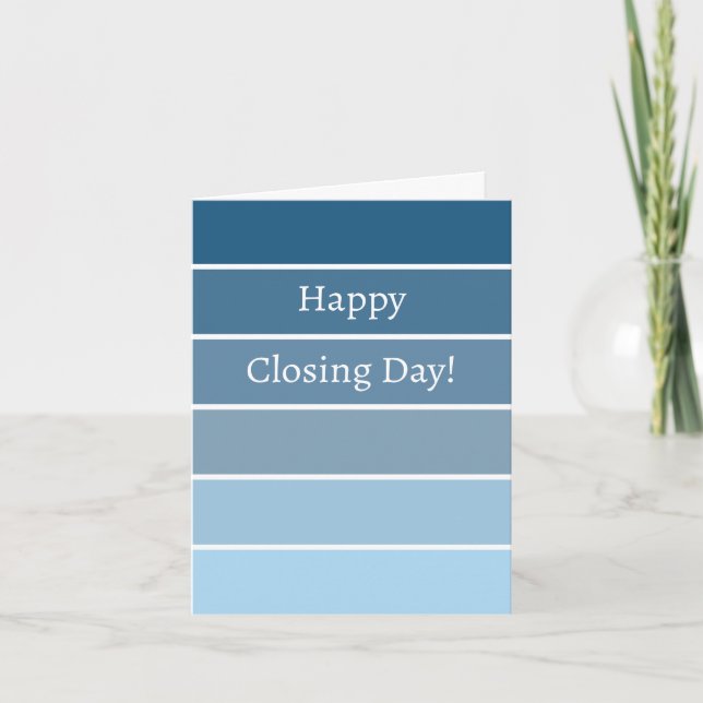 New Home Happy Closing Day Blue Paint Chip Note Card (Front)