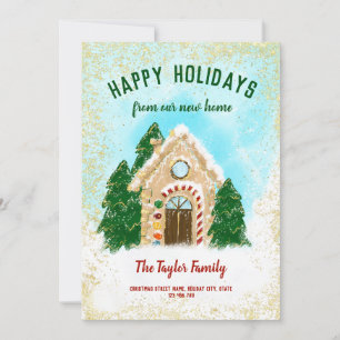 New Home Happy Holidays Christmas Gingerbread Holiday Card