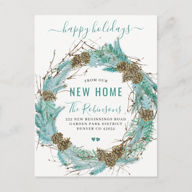New home Happy Holidays holiday moving Announcement Postcard (Front)