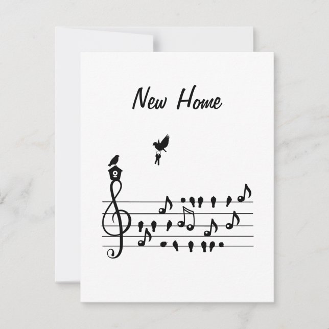 New Home Harmony: Musical Bird with House and Keys Holiday Card (Front)
