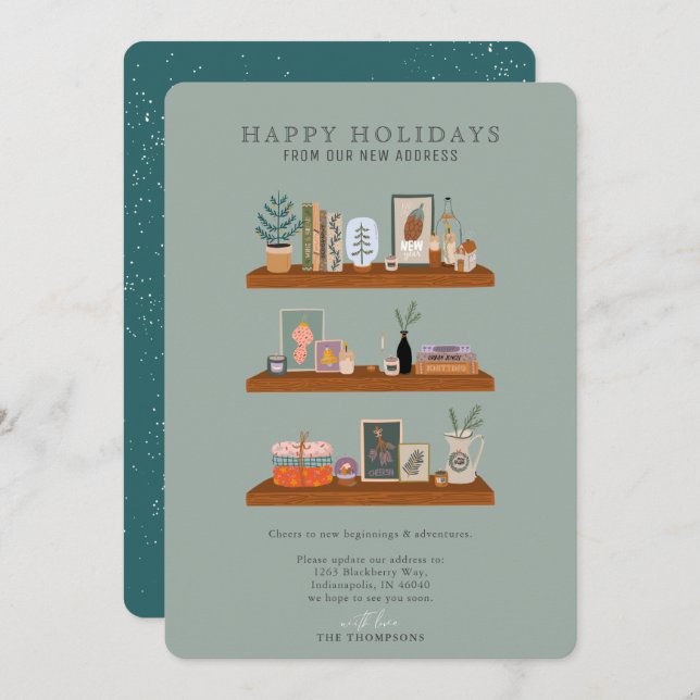 New Home Holidays Shelf Green Moving Announcement (Front/Back)