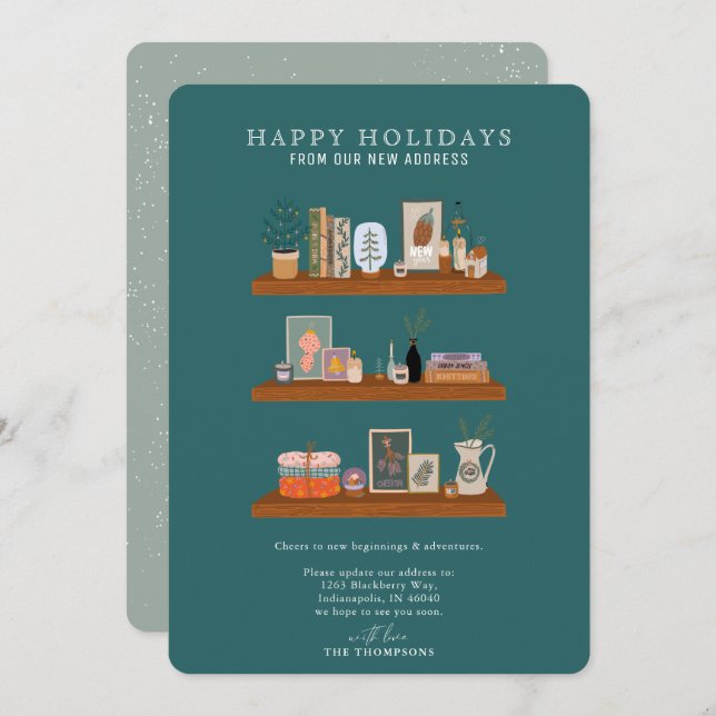 New Home Holidays Shelf Green Moving Announcement (Front/Back)