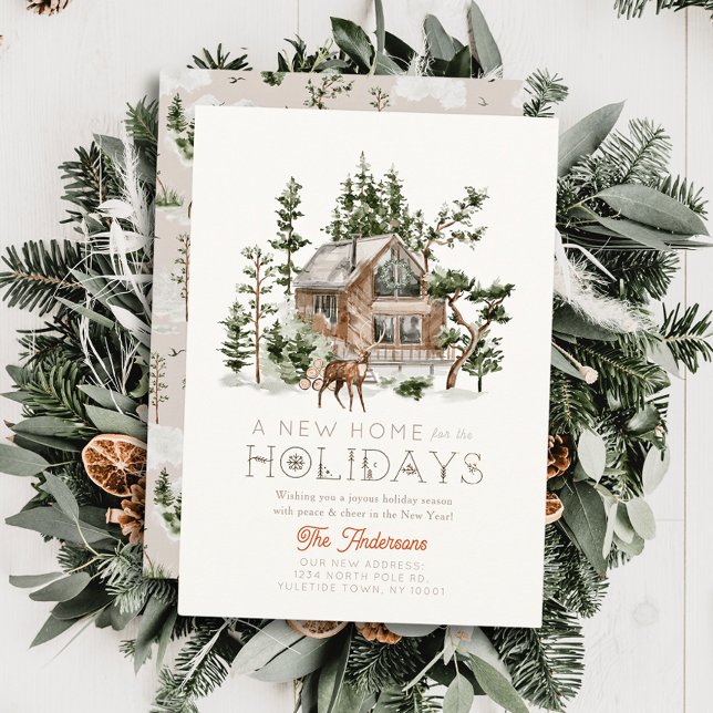 New Home House Cottage Winterscape Christmas Holiday Card (Creator Uploaded)