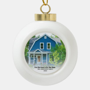 New Home House Photo First Christmas Ceramic Ball Christmas Ornament