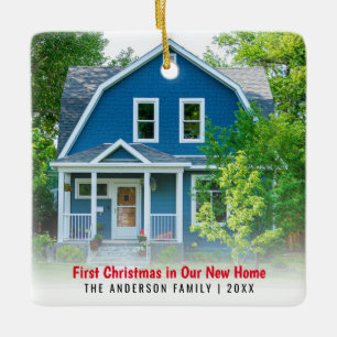 New Home House Photo First Christmas Ceramic Ornament