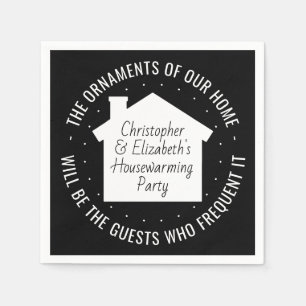 New Home Housewarming Party Black and White Modern Napkin