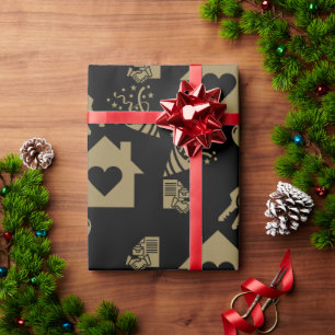 New Home Housewarming Welcome Gold Wrapping Paper