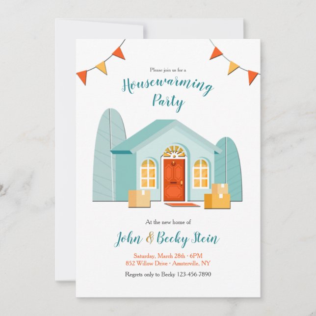 New Home Housewarming YOU PICK BACKGROUND COLOR Invitation (Front)