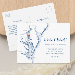 New Home Kent Island MD Map Moving Announcement Postcard