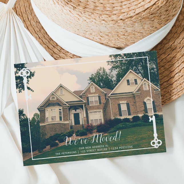 New Home key moving announcement Upload your photo Postcard (Creator Uploaded)