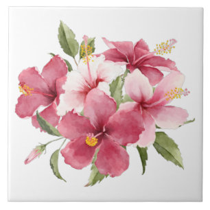 New home living floral modern watercolor pink tile