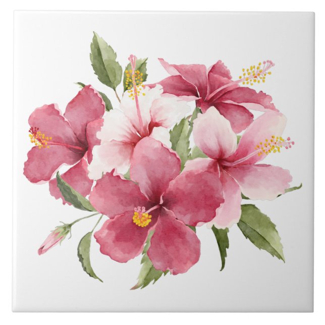 New home living floral modern watercolor pink tile (Front)