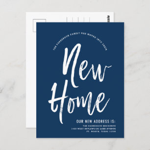 New Home   Minimal Navy Blue   New Address Postcard