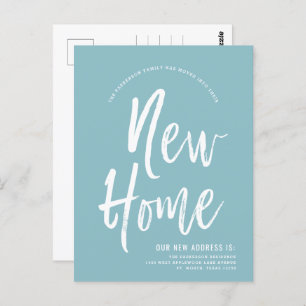 New Home   Minimal Robin Egg Blue   New Address Postcard