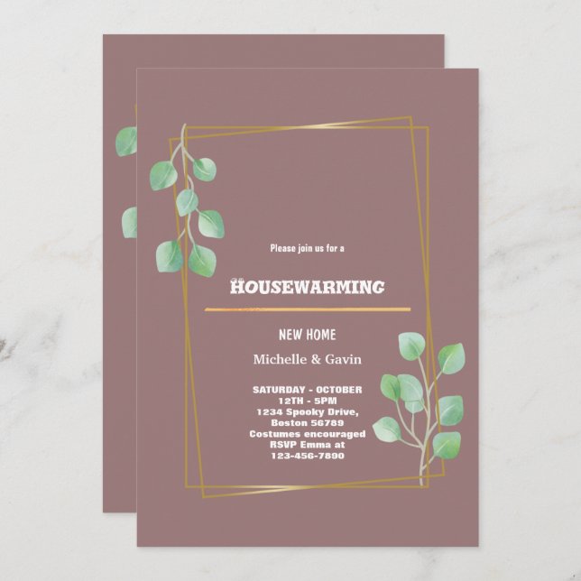 New home modern autumn fall housewarming party  in invitation (Front/Back)