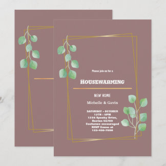 New home modern autumn fall housewarming party in invitation