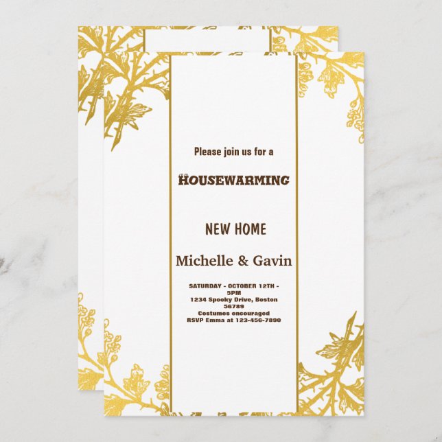 New home modern autumn fall housewarming party  in invitation (Front/Back)
