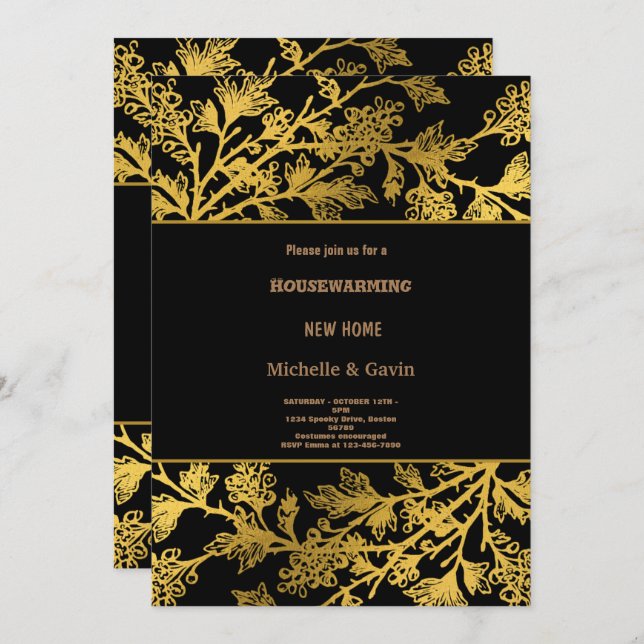 New home modern autumn fall housewarming party  in invitation (Front/Back)