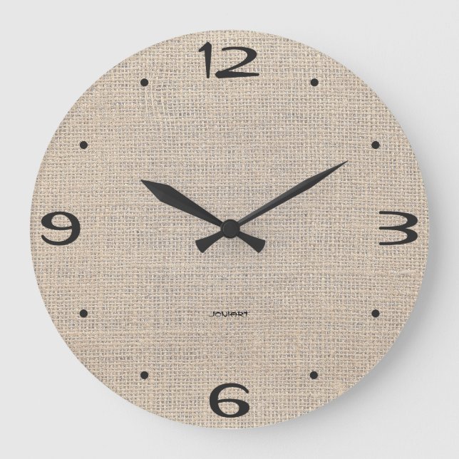 New Home Modern Wall Timepiece Gunny Sack Burlap Large Clock (Front)