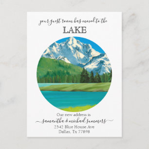 New Home Moving Announcement Cabin Lodge Lake