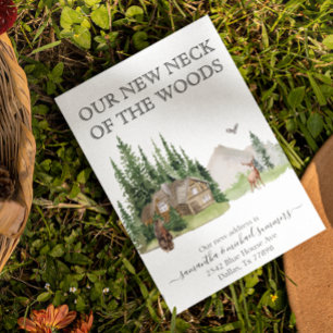 New Home Moving Announcement Cabin Lodge Postcard