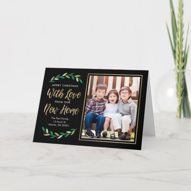 New Home Moving Announcement Folded Holiday Card (Front)