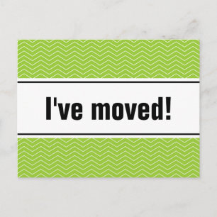 New home moving postcards   apple green chevron