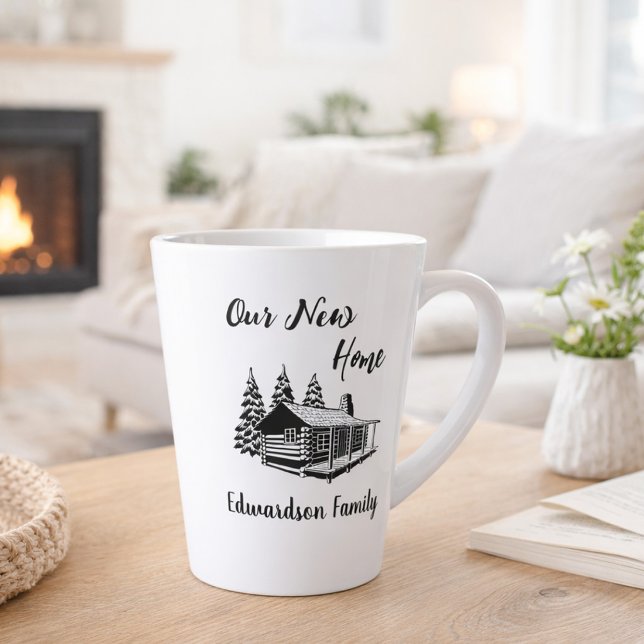 New Home moving to new house family name Latte Mug (New Home moving to new house family name Latte Mug. You can add your own text and name.)
