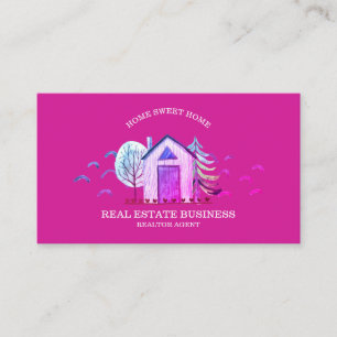New Home mowing Real Estate Agent pink Business Card