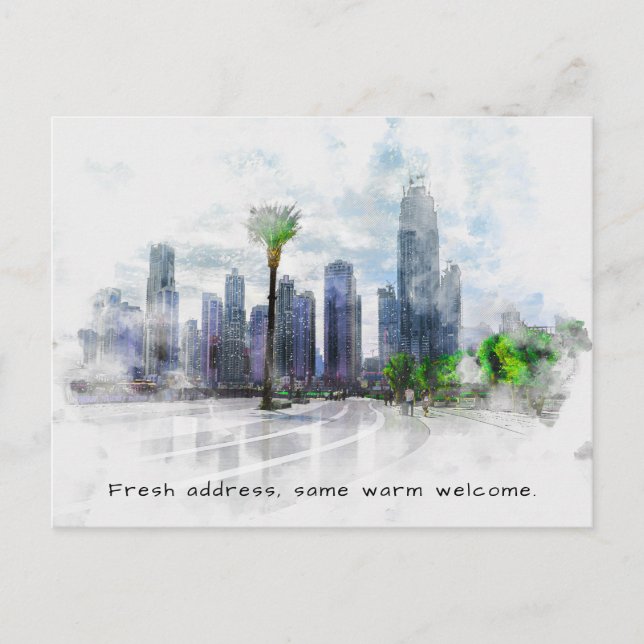 New Home - New Address Modern City Announcement Postcard (Front)