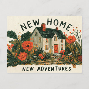 New Home New Adventures Illustration Holiday Postcard