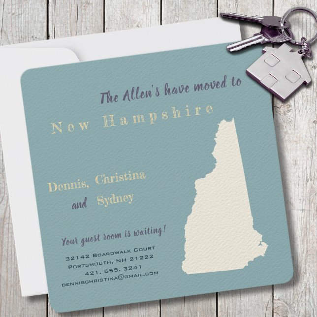 New Home New Hampshire Moving Announcement Card (Moving to New Hampshire? Send your friends and family a beautiful personalized announcement!)