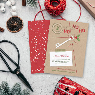 New Home New Key Holiday Moving Announcement Card