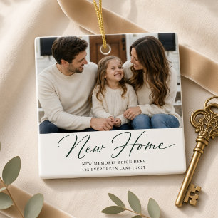 New Home New Memories Personalised Family Photo Ceramic Ornament