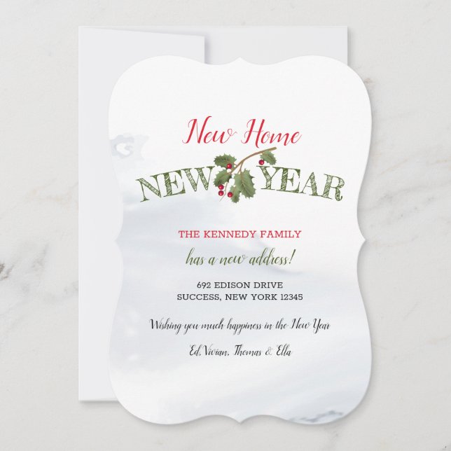 New Home New Year Holiday Moving Announcement (Front)