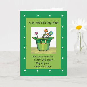 New Home on First St Patricks Day with Hat Flowers Card