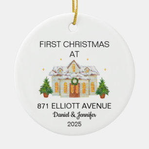 New Home Ornament, Personalised Housewarming Gift Ceramic Tree Decoration