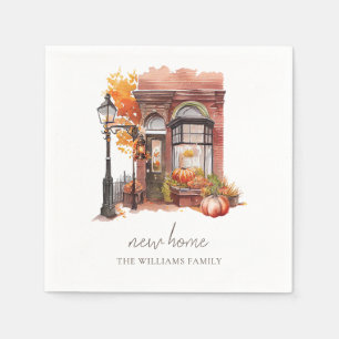 New Home Personalised Autumn Front Door Napkin