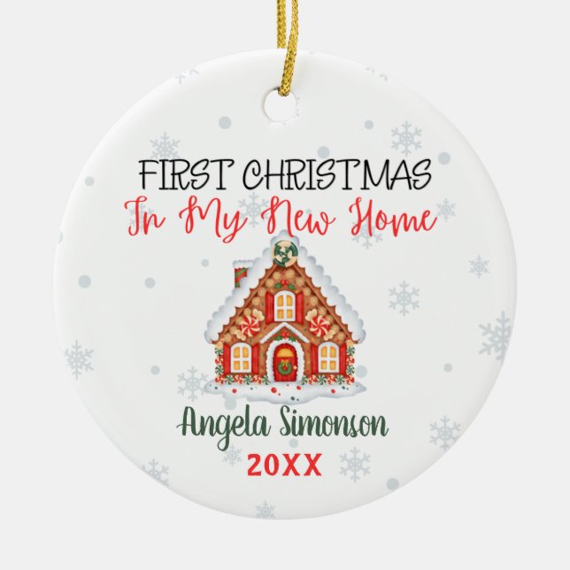 New Home Personalised Ceramic Tree Decoration (Front)