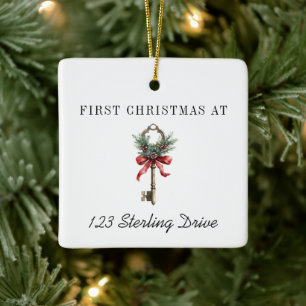 New Home Personalised First Christmas Holiday Ceramic Ornament
