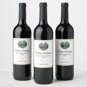 New Home Photo Chateau Last Name Monogram Wine Lab Label