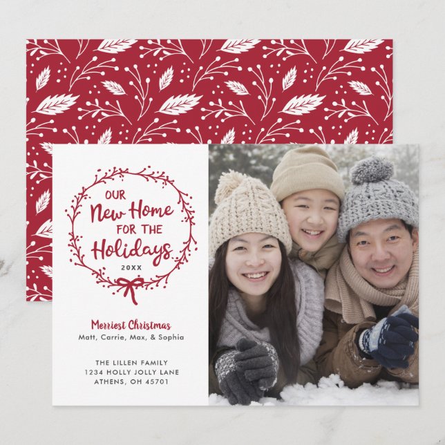 New Home Photo Christmas Moving Announcement (Front/Back)