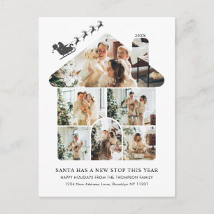 New Home Photo Collage Black Santa Sleigh Moving Holiday Postcard