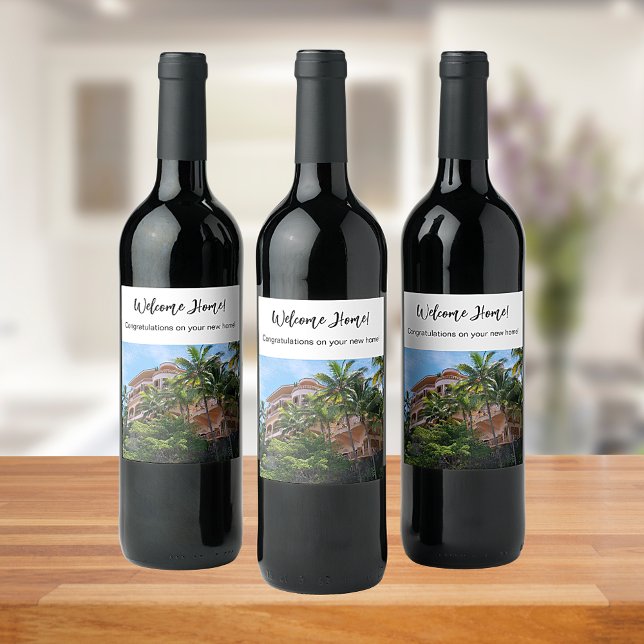 New home photo housewarming wine label (Creator Uploaded)