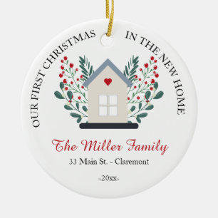 New Home Photo on back keepsake Christmas  Ceramic Tree Decoration