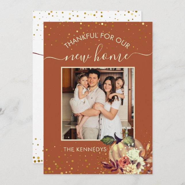  New Home Photo Thanksgiving Holiday Moving   Announcement (Front/Back)