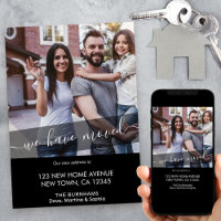 New Home Photo We Have Moved Elegant Script Black